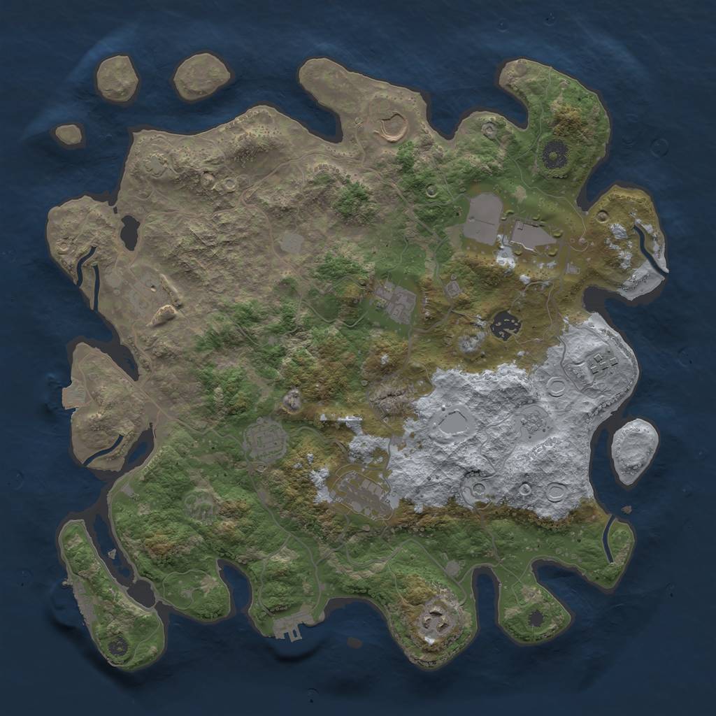 Rust Map: Procedural Map, Size: 3800, Seed: 2063363, 17 Monuments
