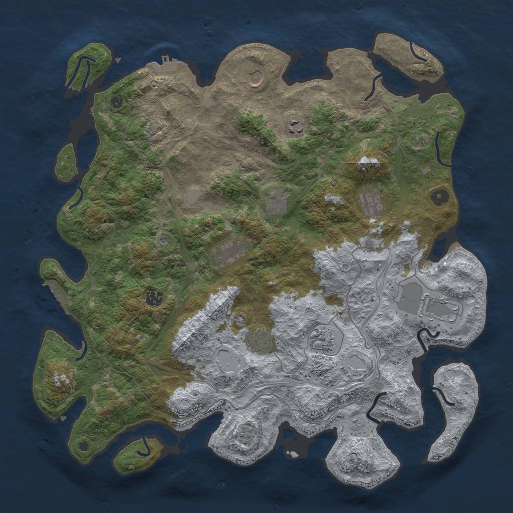 Rust Map: Procedural Map, Size: 4500, Seed: 781976440, 17 Monuments