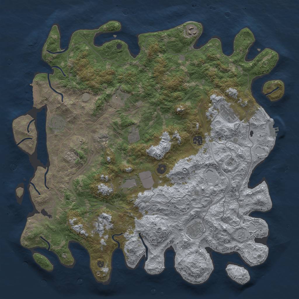 Rust Map: Procedural Map, Size: 4500, Seed: 750429658, 17 Monuments