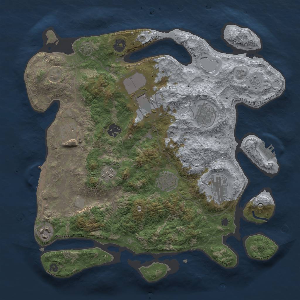 Rust Map: Procedural Map, Size: 3500, Seed: 39592753, 16 Monuments