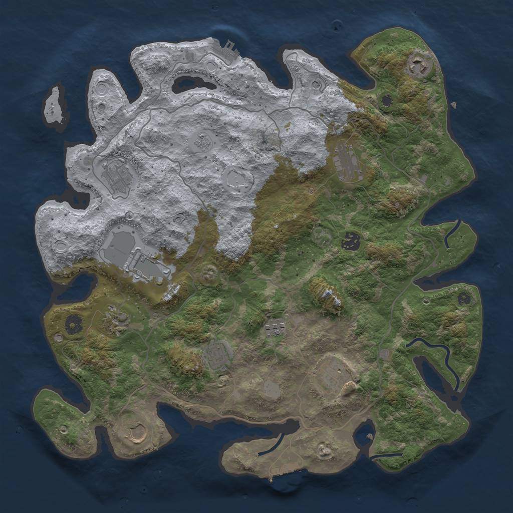 Rust Map: Procedural Map, Size: 4000, Seed: 1325238032, 17 Monuments