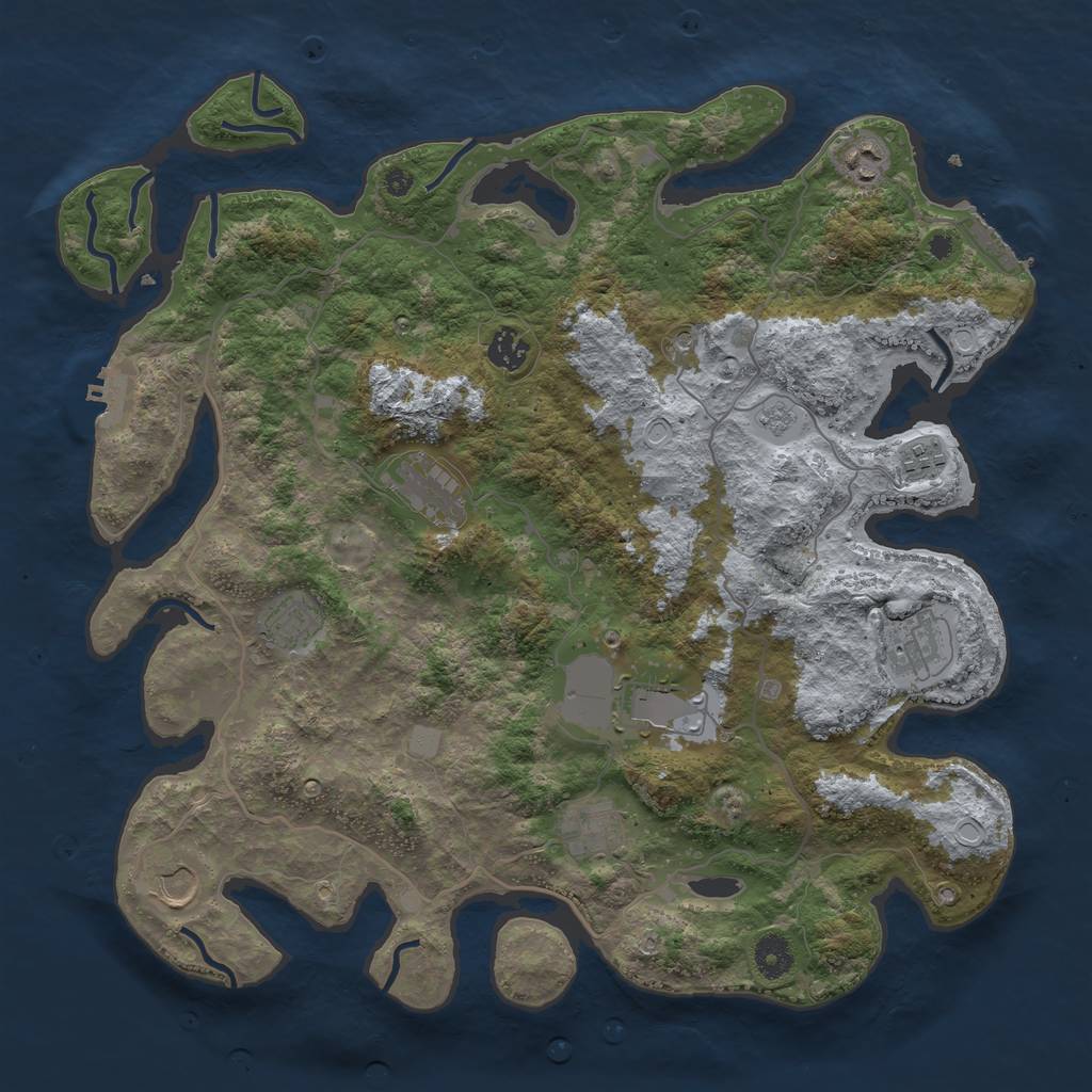 Rust Map: Procedural Map, Size: 4000, Seed: 685698516, 16 Monuments