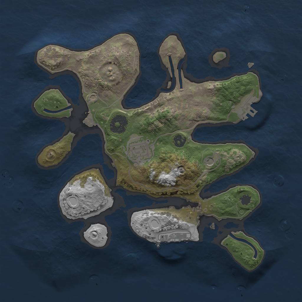 Rust Map: Procedural Map, Size: 2500, Seed: 3000, 9 Monuments