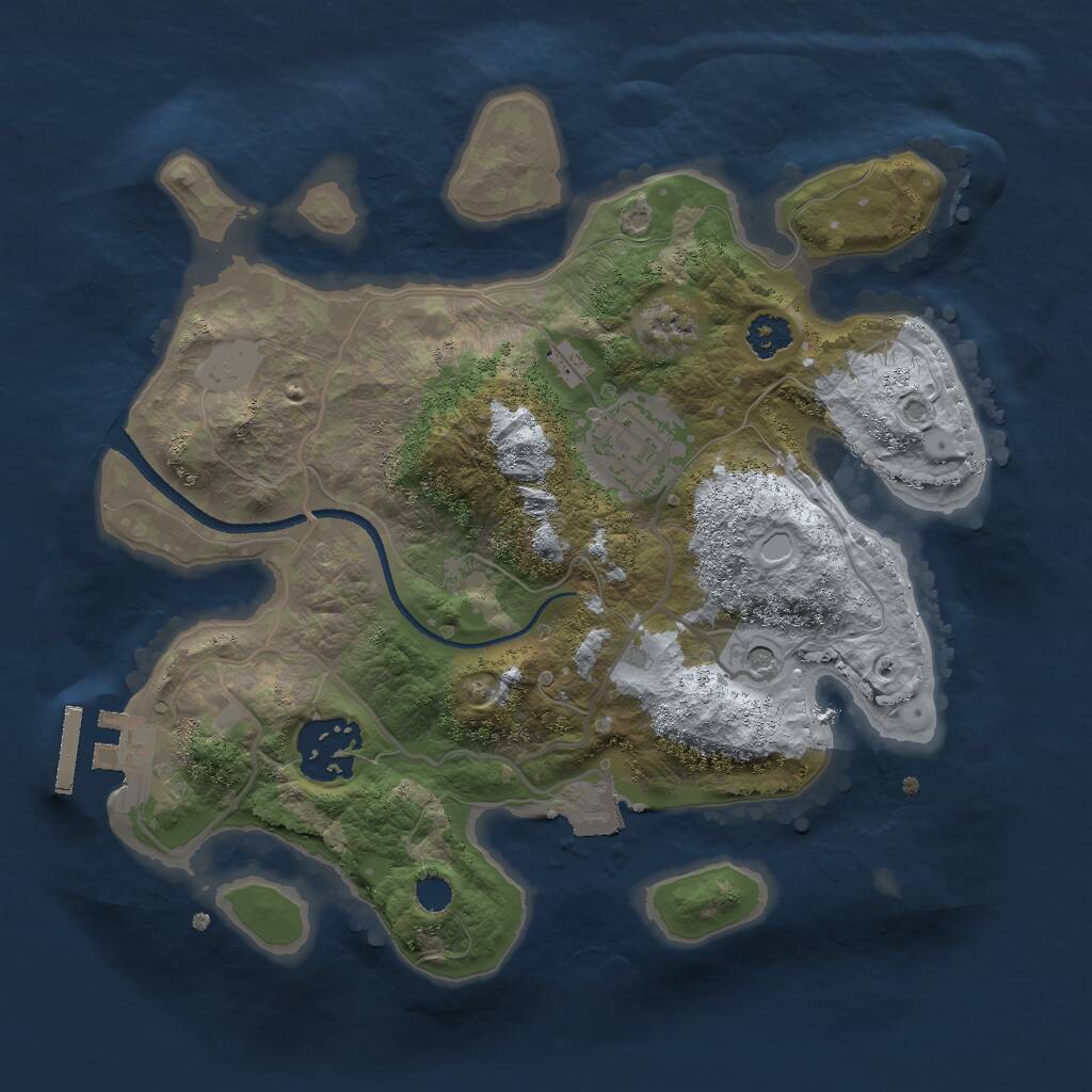 Rust Map: Procedural Map, Size: 2500, Seed: 10211996, 5 Monuments