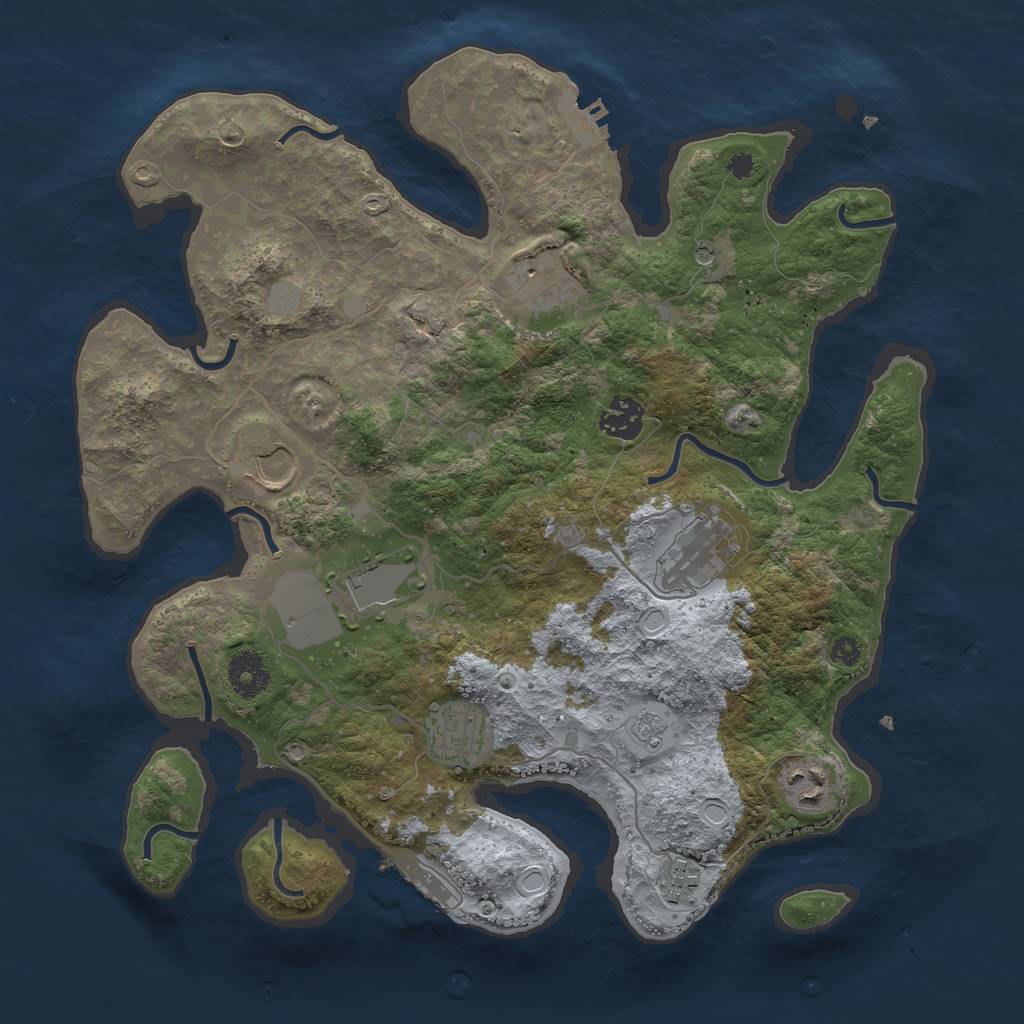 Rust Map: Procedural Map, Size: 3500, Seed: 141732, 15 Monuments