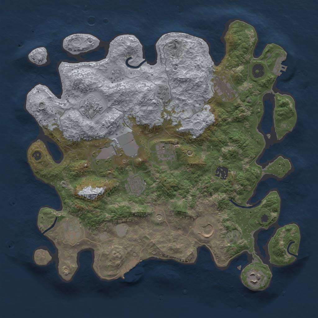 Rust Map: Procedural Map, Size: 3600, Seed: 2580595, 17 Monuments