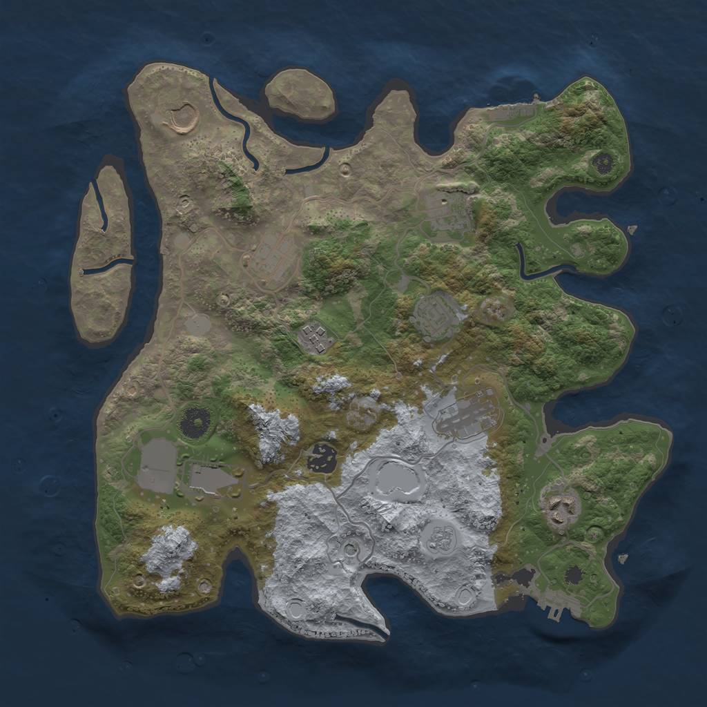 Rust Map: Procedural Map, Size: 3500, Seed: 25607, 16 Monuments