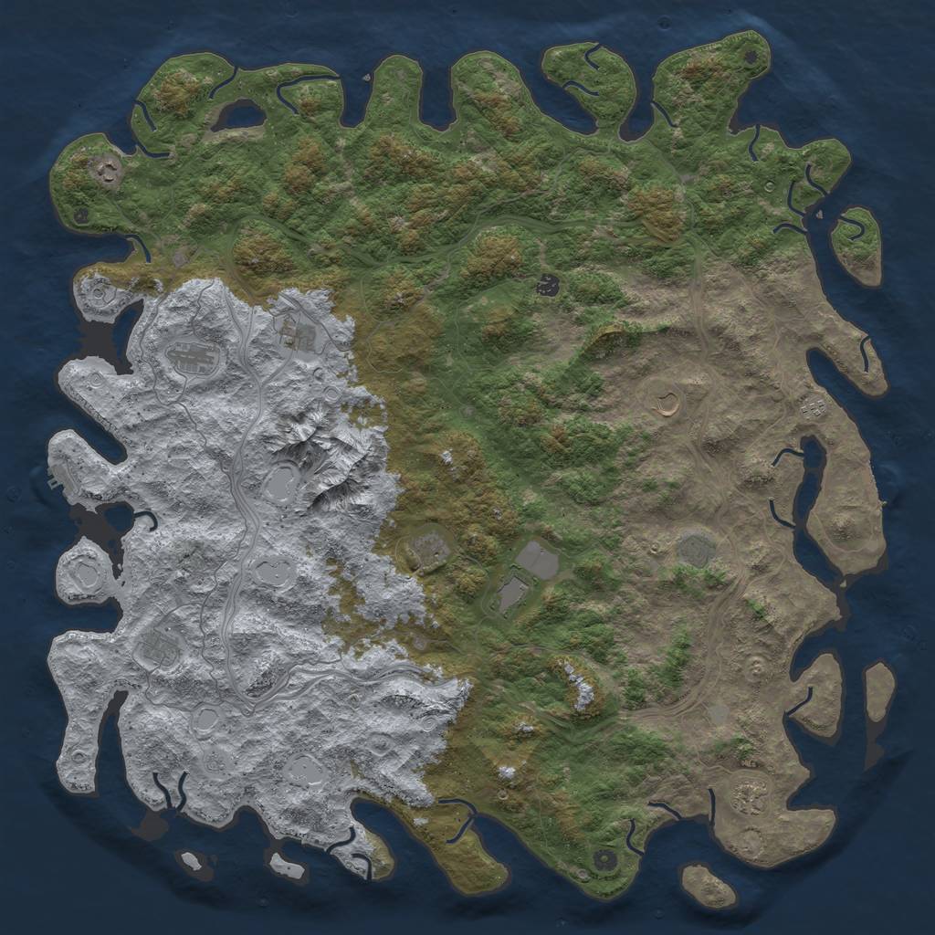 Rust Map: Procedural Map, Size: 6000, Seed: 308270, 18 Monuments
