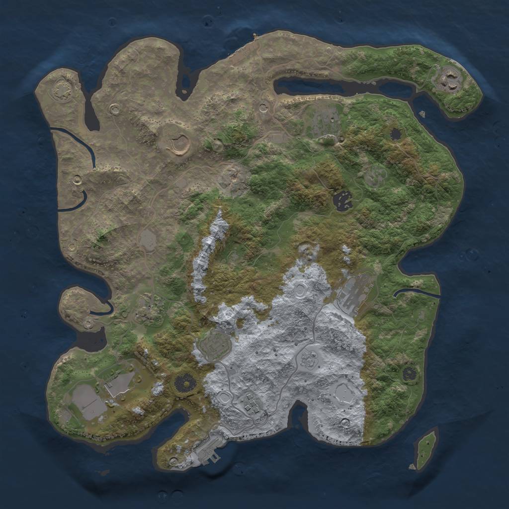 Rust Map: Procedural Map, Size: 3750, Seed: 144323210, 17 Monuments