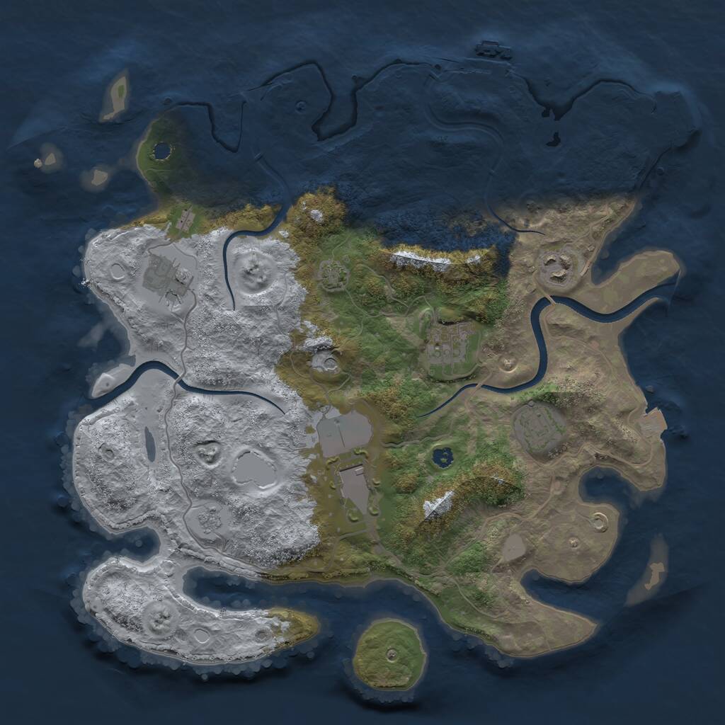 Rust Map: Procedural Map, Size: 3500, Seed: 1292779420, 11 Monuments
