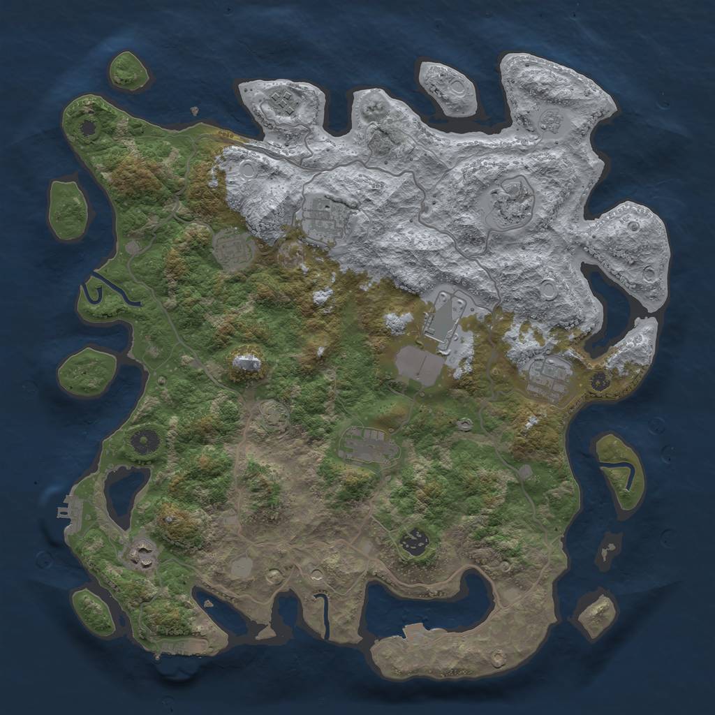 Rust Map: Procedural Map, Size: 4000, Seed: 434523, 17 Monuments