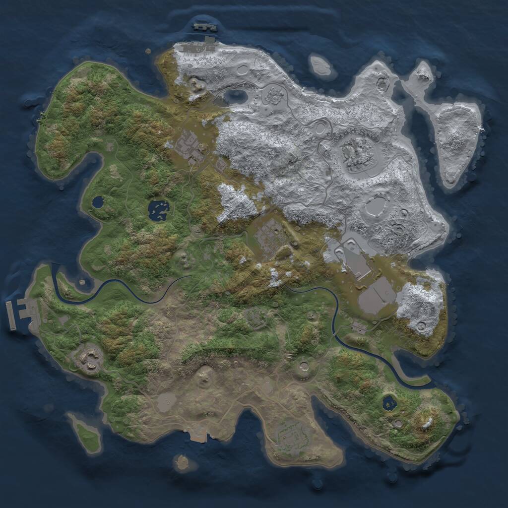 Rust Map: Procedural Map, Size: 3500, Seed: 455544053, 13 Monuments