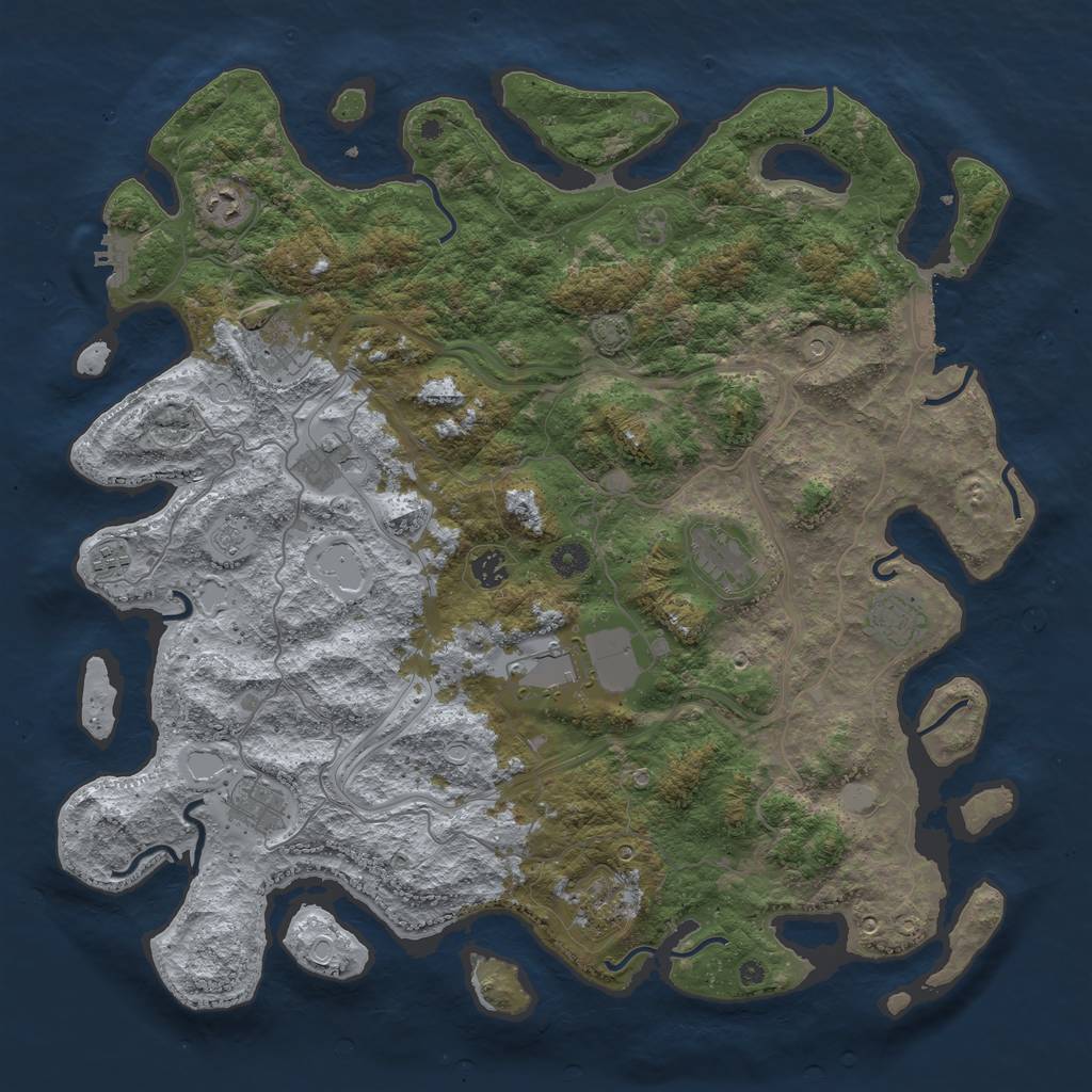 Rust Map: Procedural Map, Size: 4500, Seed: 162345, 18 Monuments
