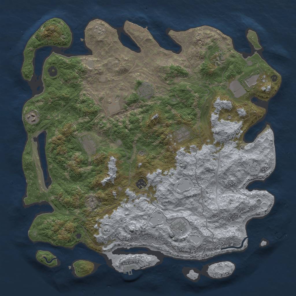 Rust Map: Procedural Map, Size: 4500, Seed: 131212194, 17 Monuments