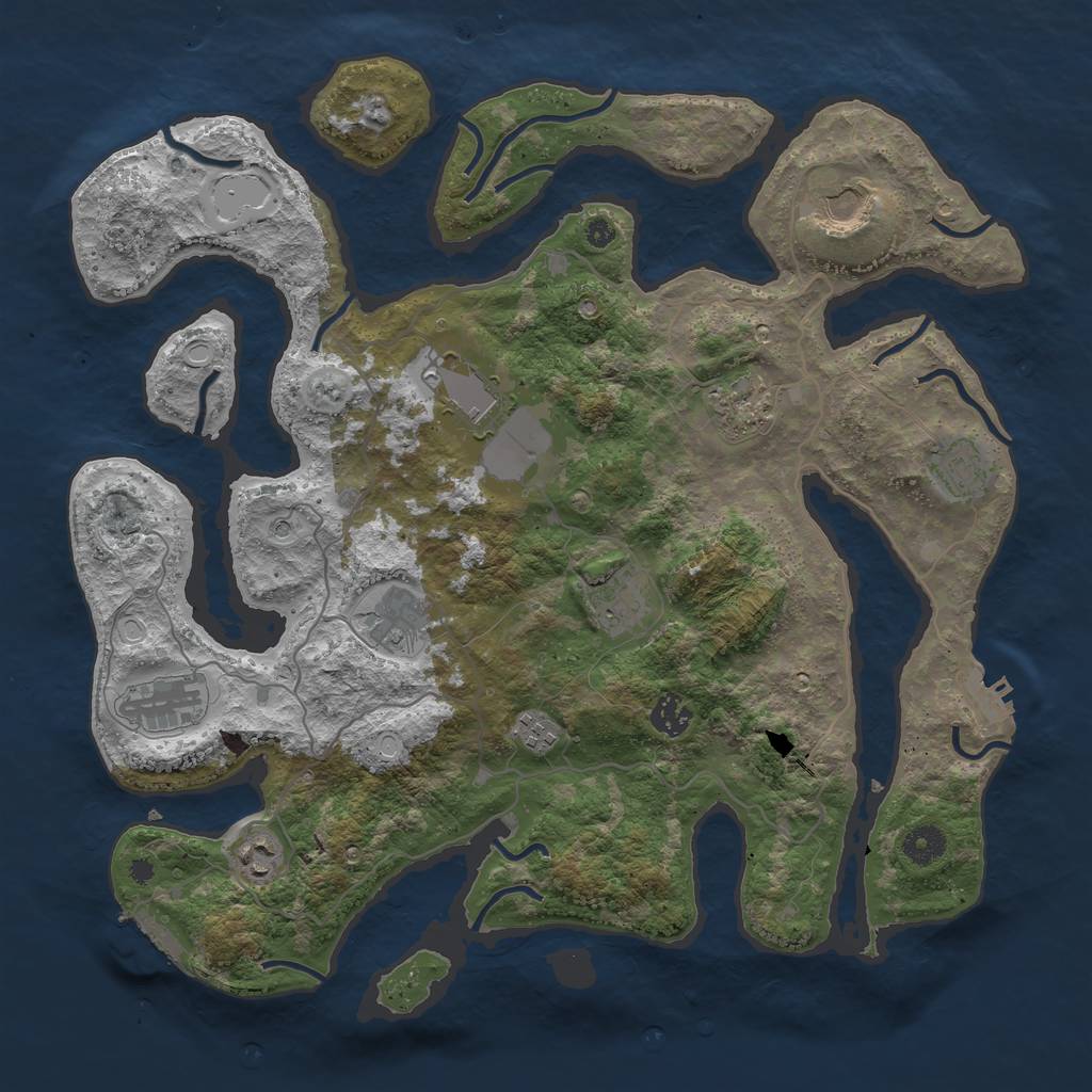 Rust Map: Procedural Map, Size: 4000, Seed: 657798077, 18 Monuments