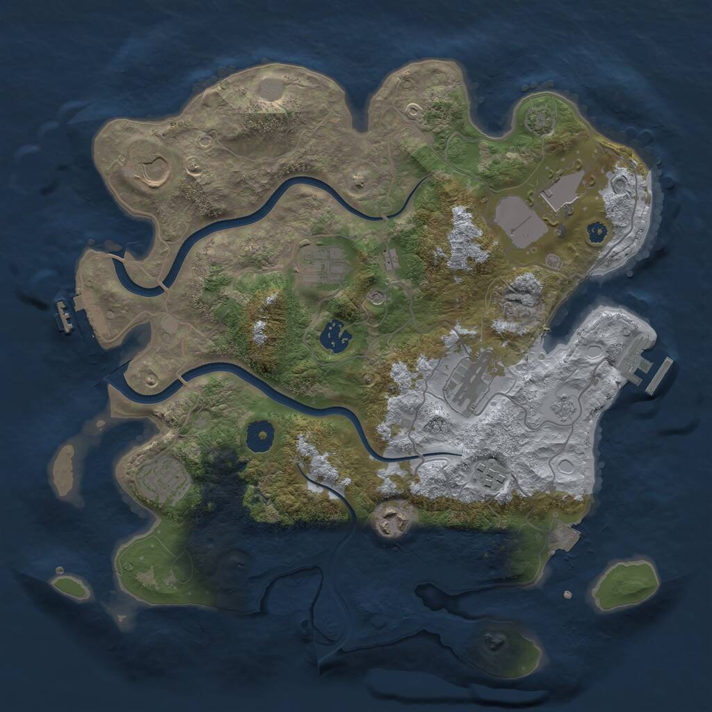 Rust Map: Procedural Map, Size: 3500, Seed: 1518027043, 14 Monuments