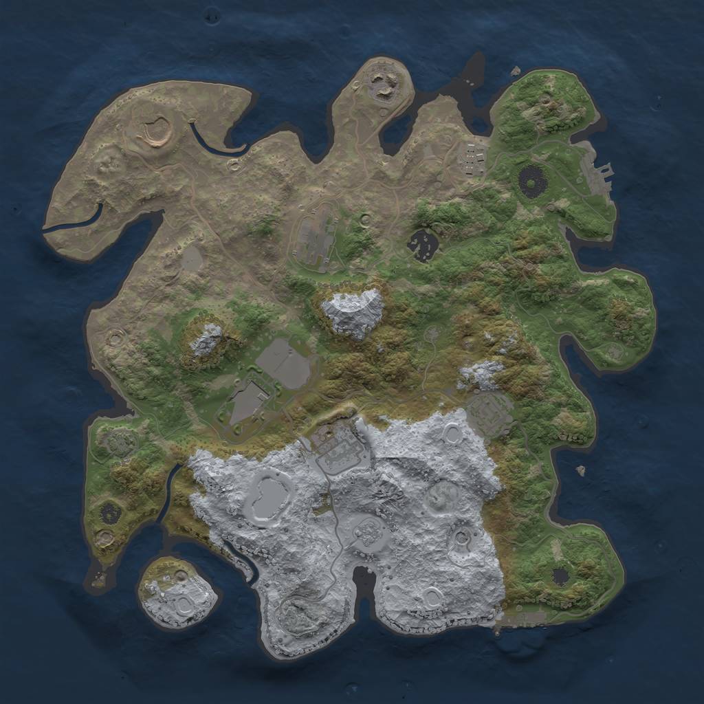Rust Map: Procedural Map, Size: 3500, Seed: 1205305152, 16 Monuments