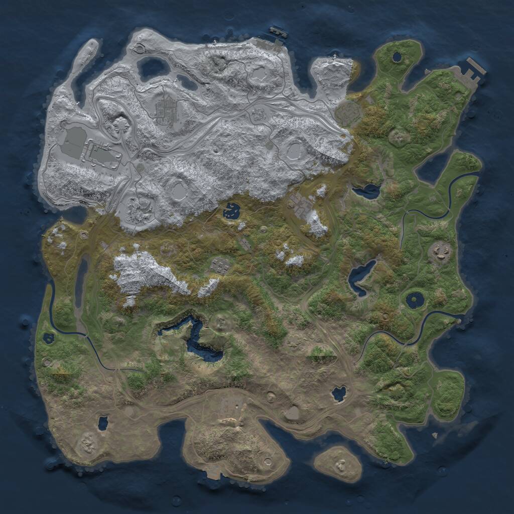 Rust Map: Procedural Map, Size: 4500, Seed: 4201, 15 Monuments