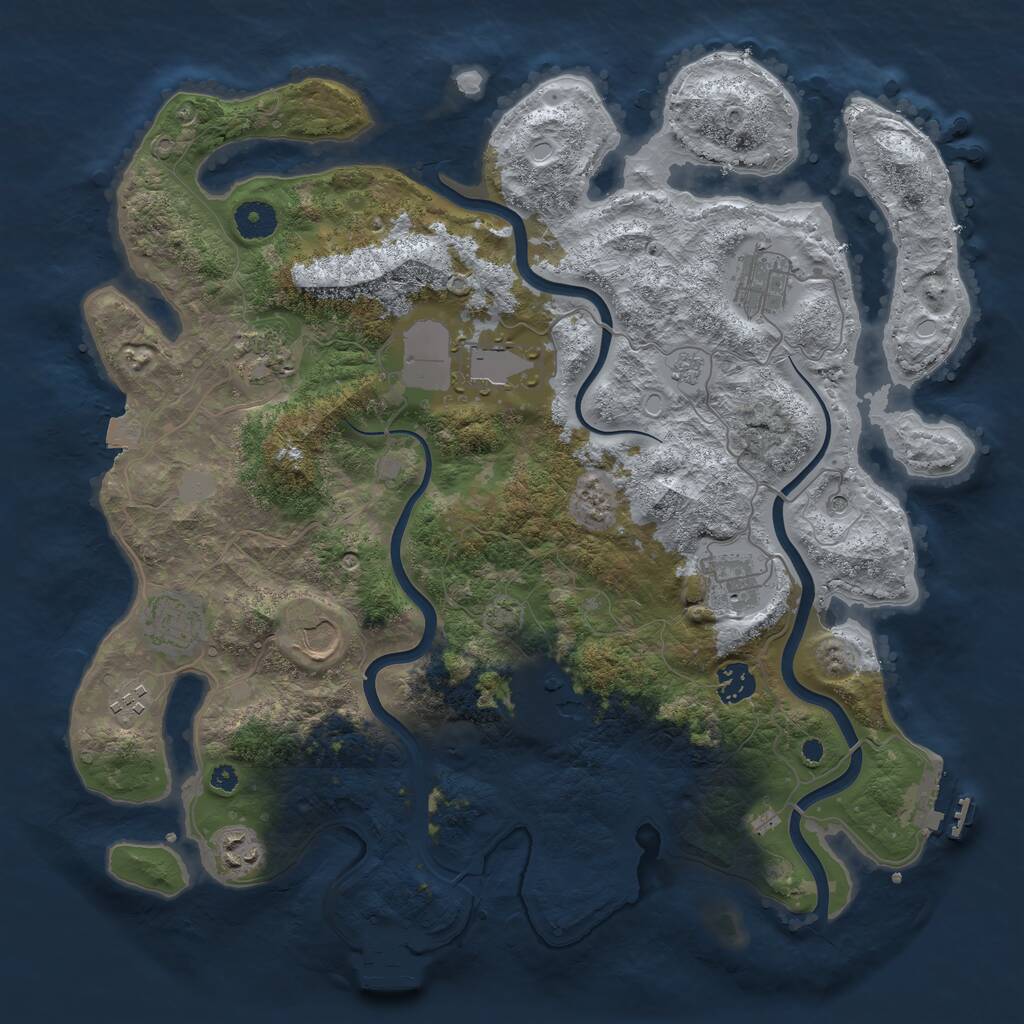 Rust Map: Procedural Map, Size: 3850, Seed: 9217435, 16 Monuments