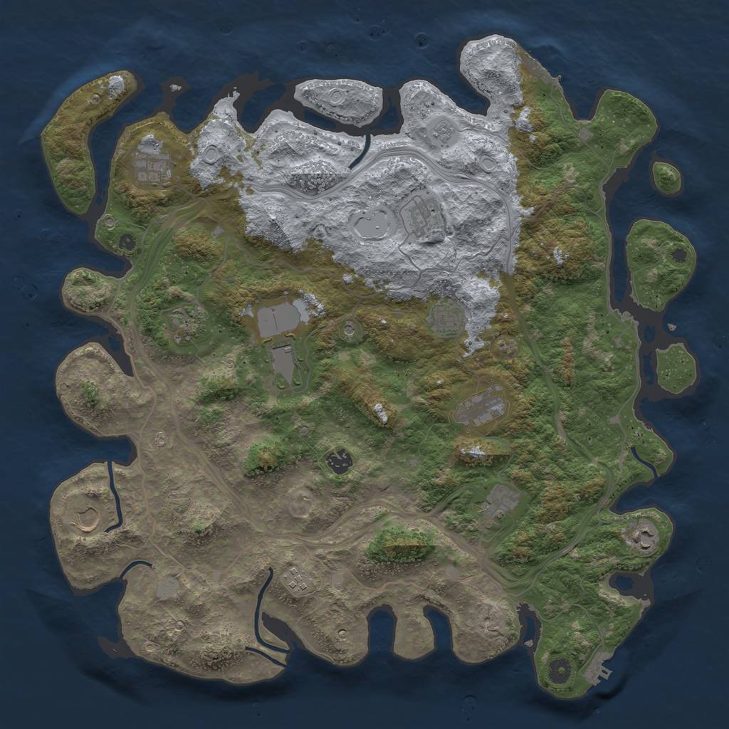 Rust Map: Procedural Map, Size: 4500, Seed: 893197, 18 Monuments