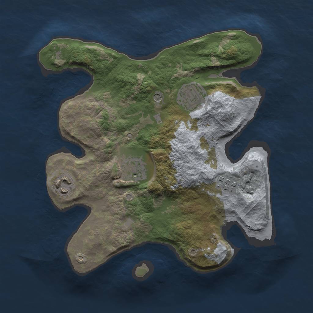 Rust Map: Barren, Size: 2500, Seed: 32211, 7 Monuments