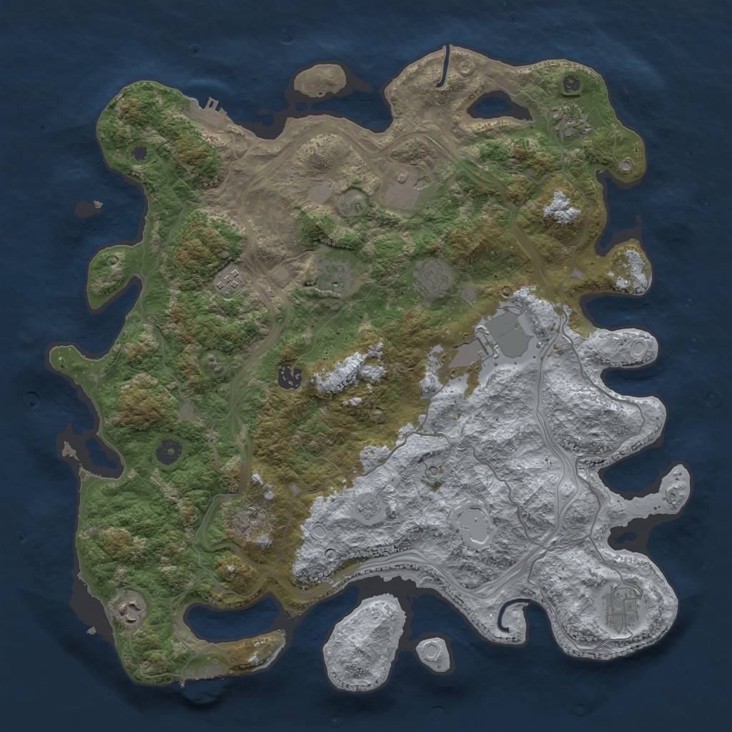 Rust Map: Procedural Map, Size: 4300, Seed: 734982564, 16 Monuments