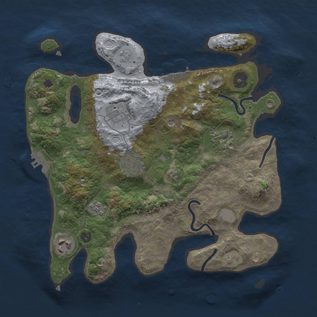 Rust Map: Procedural Map, Size: 3000, Seed: 674197237, 12 Monuments