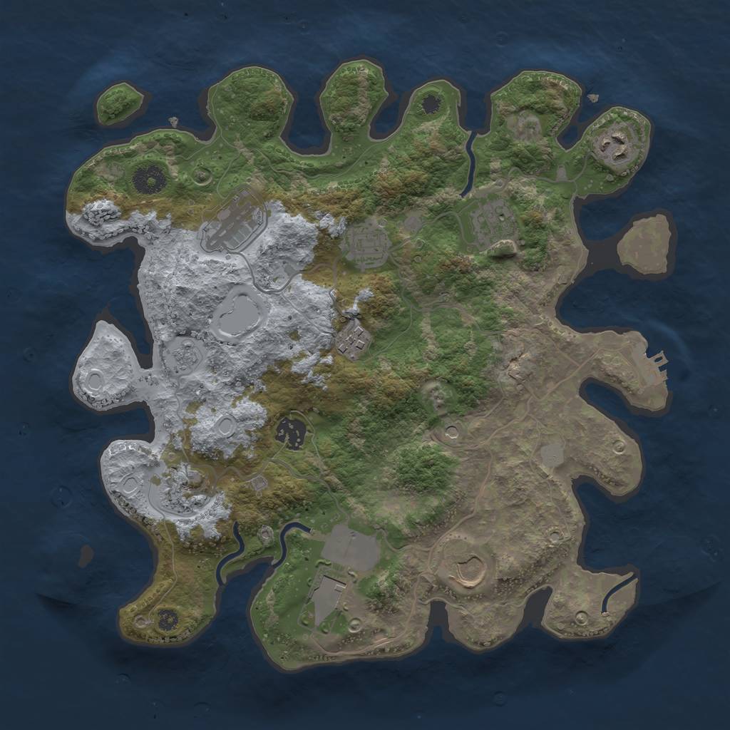 Rust Map: Procedural Map, Size: 3500, Seed: 939452971, 15 Monuments