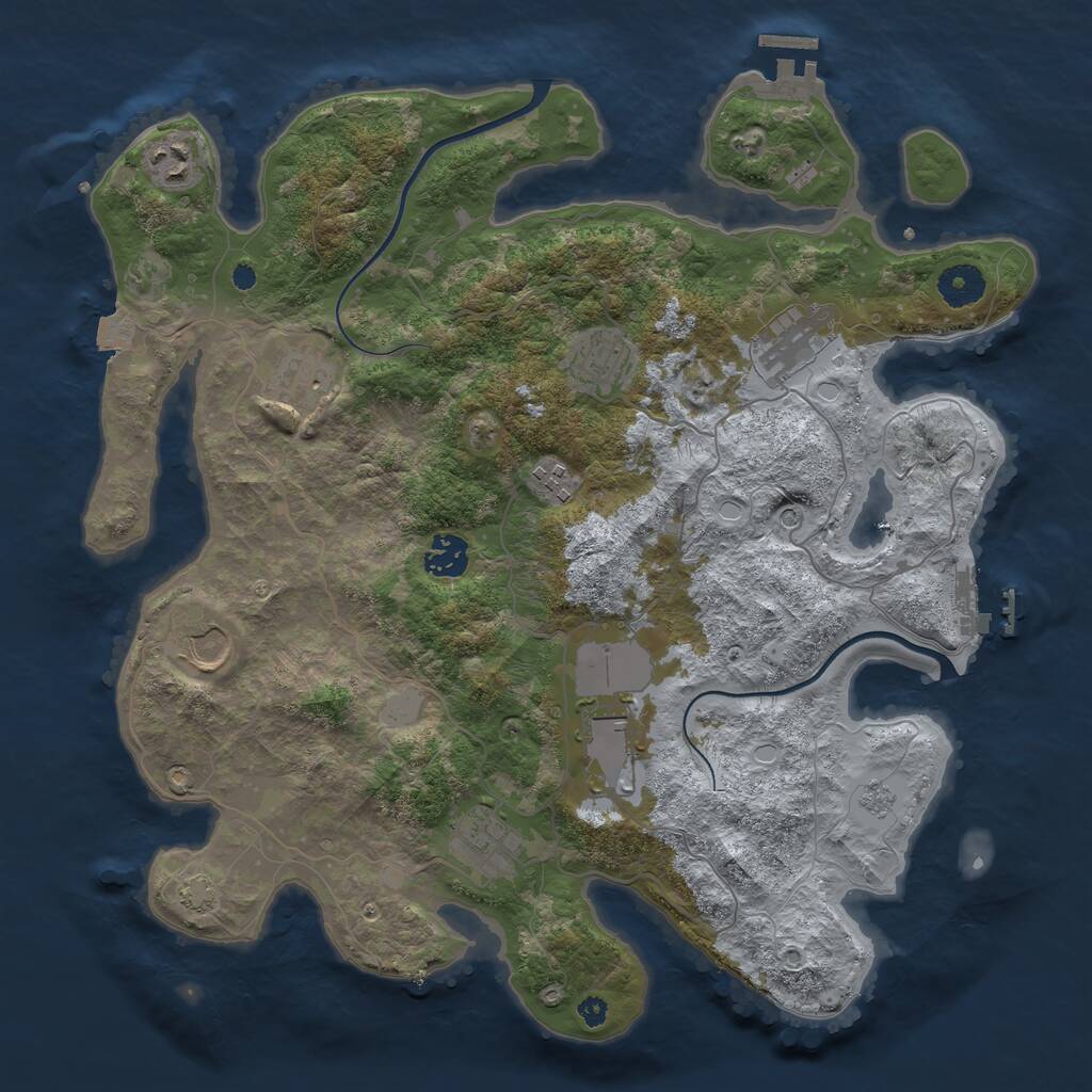 Rust Map: Procedural Map, Size: 3700, Seed: 1787307684, 15 Monuments