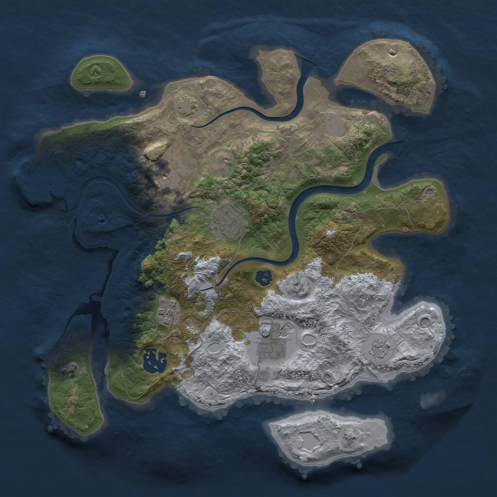 Rust Map: Procedural Map, Size: 3000, Seed: 257098376, 9 Monuments