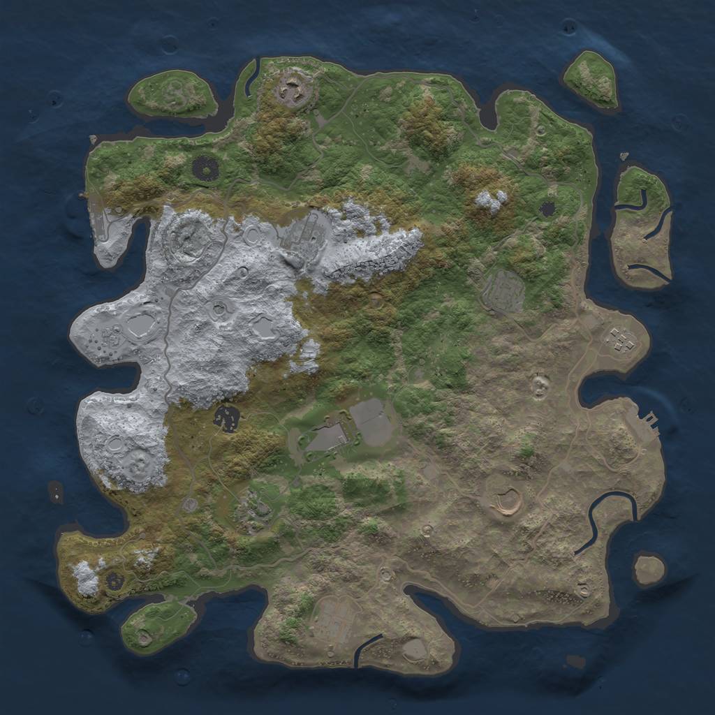Rust Map: Procedural Map, Size: 4000, Seed: 17231723, 16 Monuments