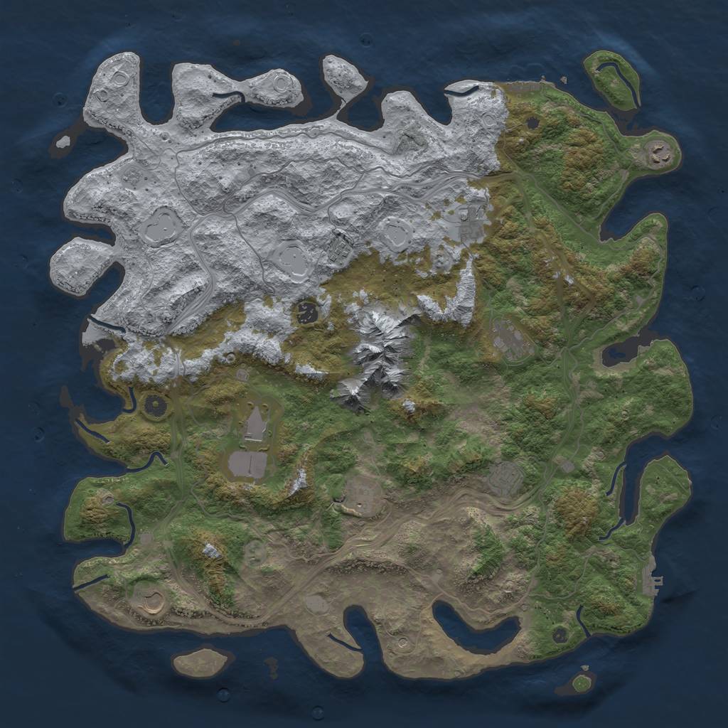 Rust Map: Procedural Map, Size: 5000, Seed: 629153, 16 Monuments