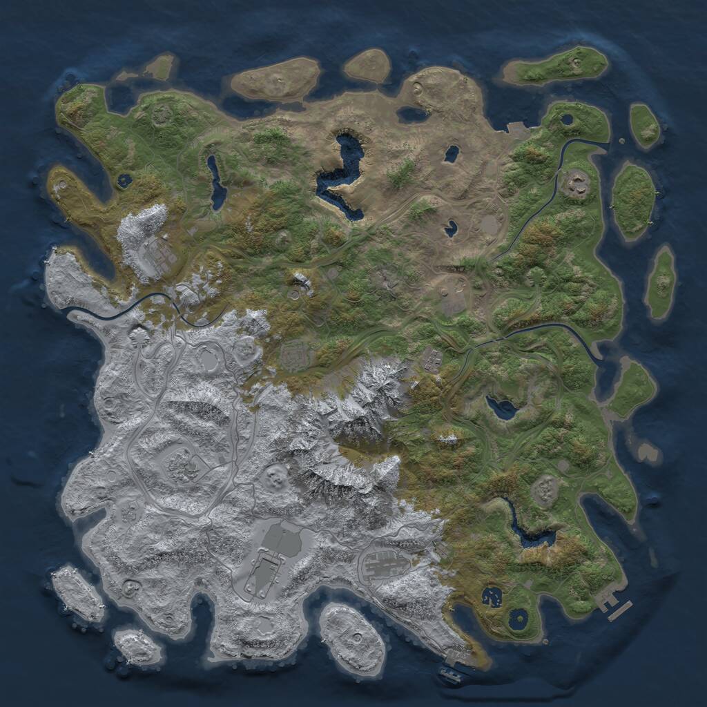 Rust Map: Procedural Map, Size: 5000, Seed: 8888, 15 Monuments