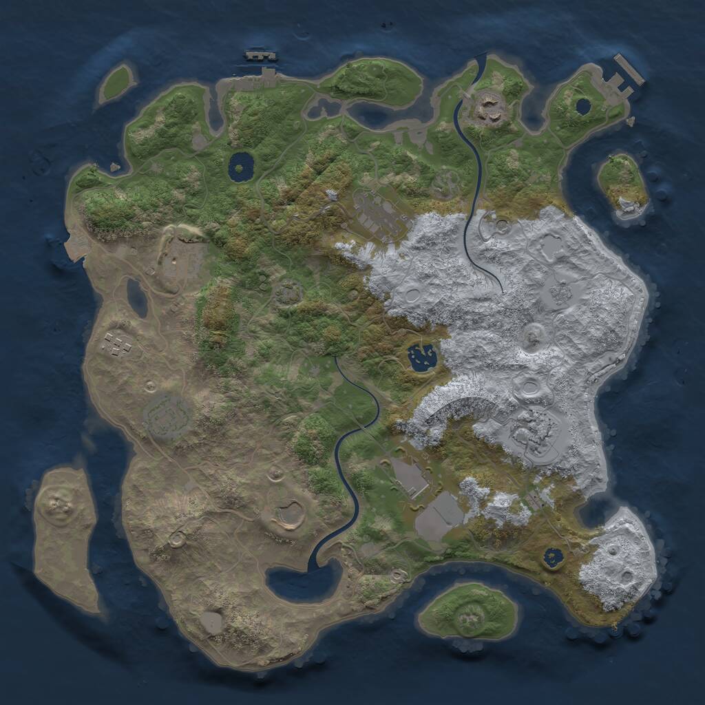 Rust Map: Procedural Map, Size: 3700, Seed: 1007212238, 15 Monuments