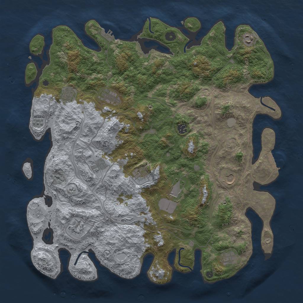 Rust Map: Procedural Map, Size: 4500, Seed: 374421, 18 Monuments