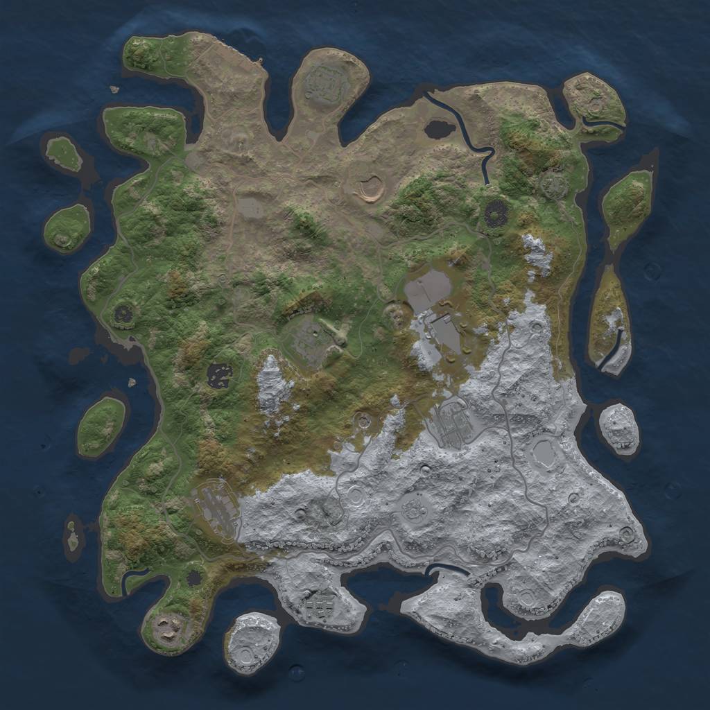Rust Map: Procedural Map, Size: 4000, Seed: 1229, 16 Monuments