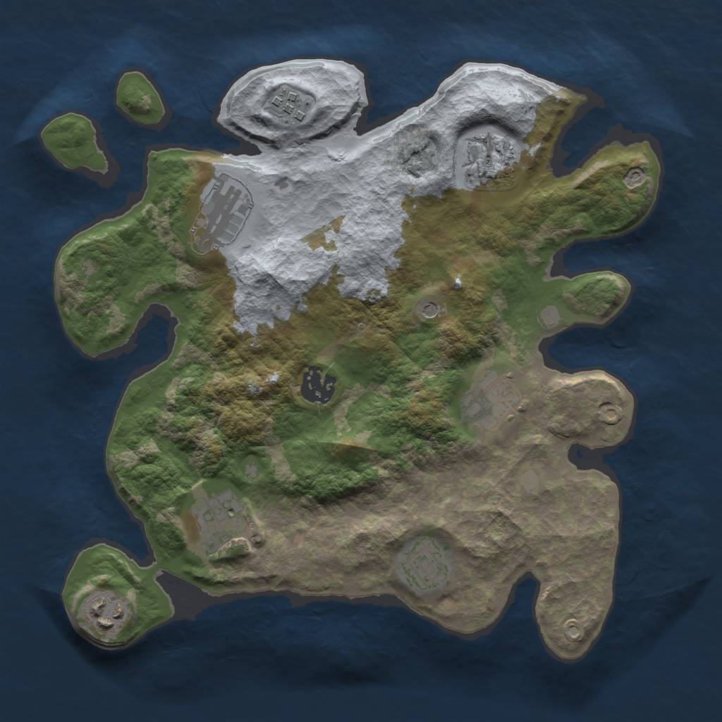 Rust Map: Barren, Size: 3000, Seed: 123476, 11 Monuments
