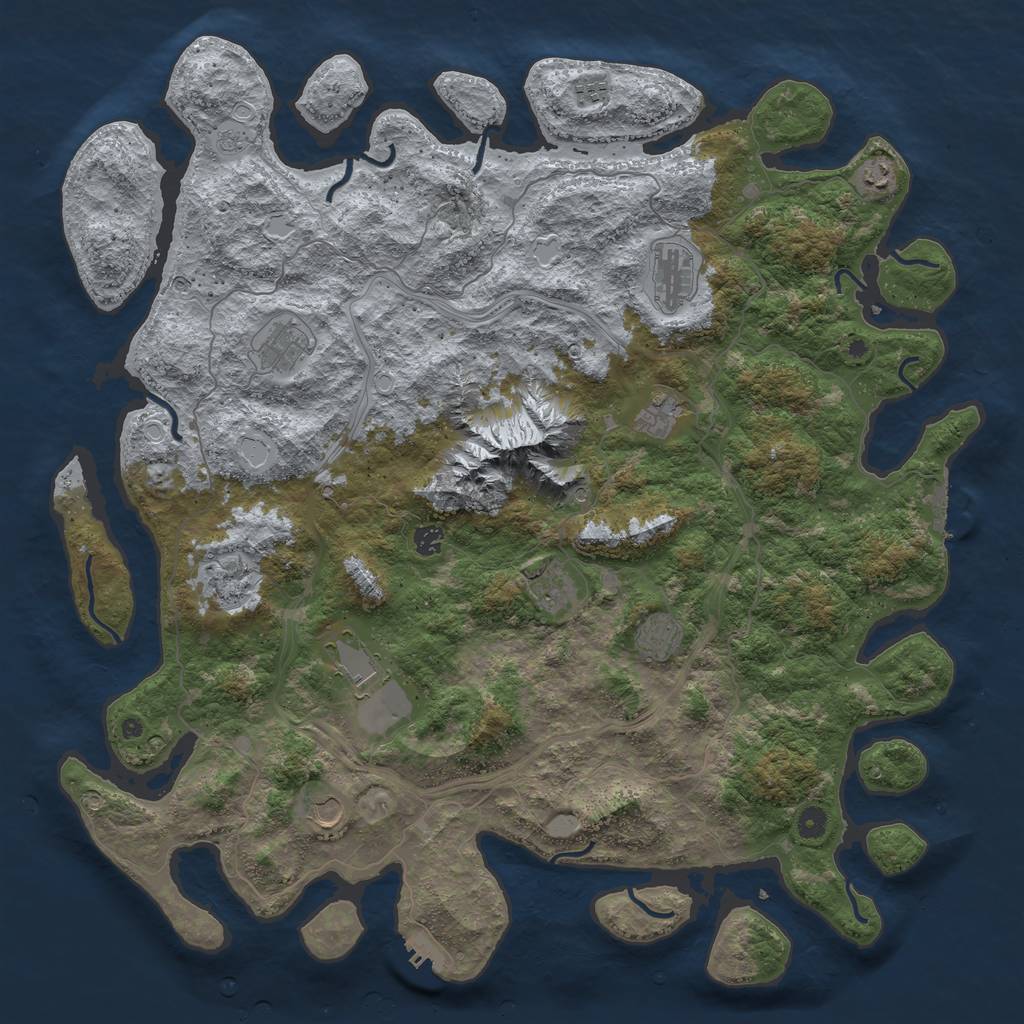 Rust Map: Procedural Map, Size: 5000, Seed: 1220241162, 18 Monuments