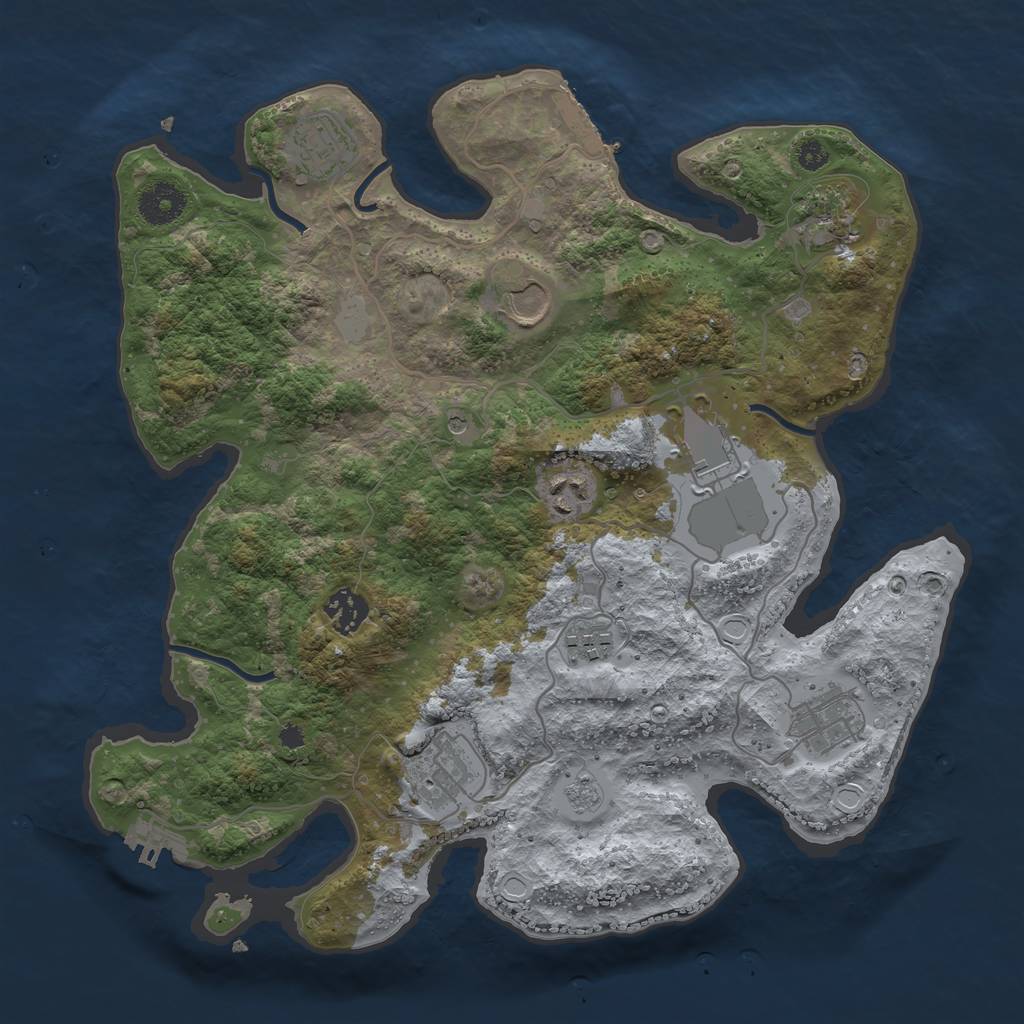 Rust Map: Procedural Map, Size: 3500, Seed: 8039219, 16 Monuments
