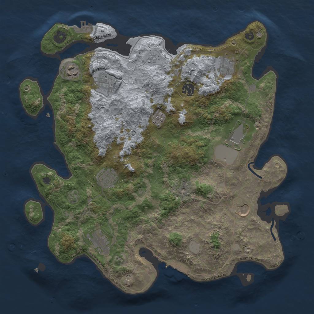 Rust Map: Procedural Map, Size: 3700, Seed: 897598307, 16 Monuments