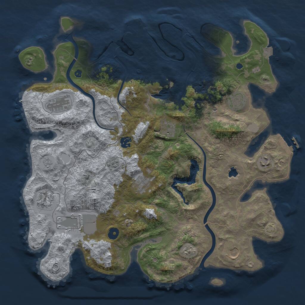 Rust Map: Procedural Map, Size: 4000, Seed: 1325141503, 16 Monuments