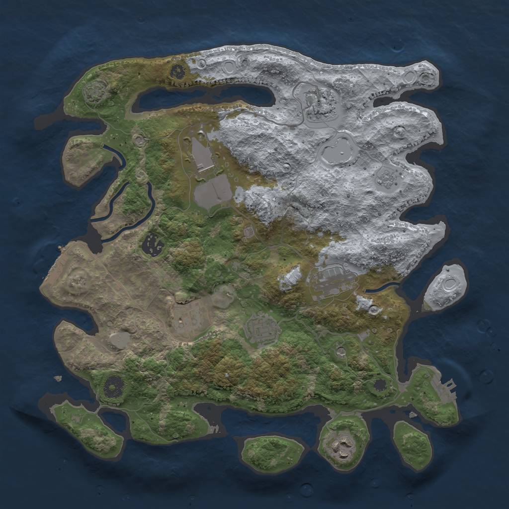 Rust Map: Procedural Map, Size: 3500, Seed: 2005932159, 14 Monuments