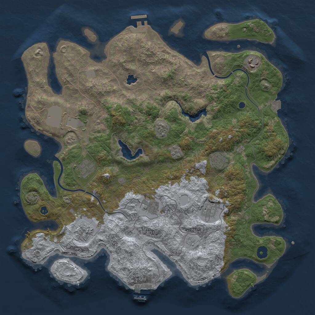 Rust Map: Procedural Map, Size: 4000, Seed: 131, 14 Monuments