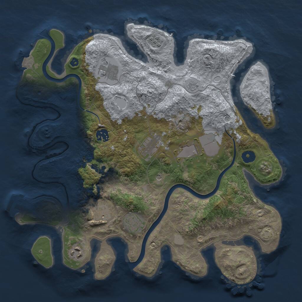 Rust Map: Procedural Map, Size: 3500, Seed: 873598024, 13 Monuments