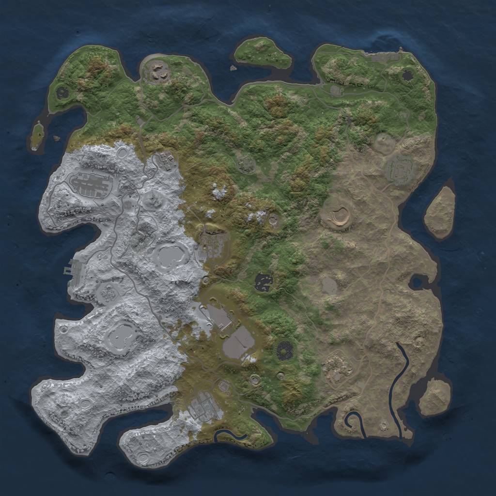 Rust Map: Procedural Map, Size: 4000, Seed: 1900987213, 18 Monuments