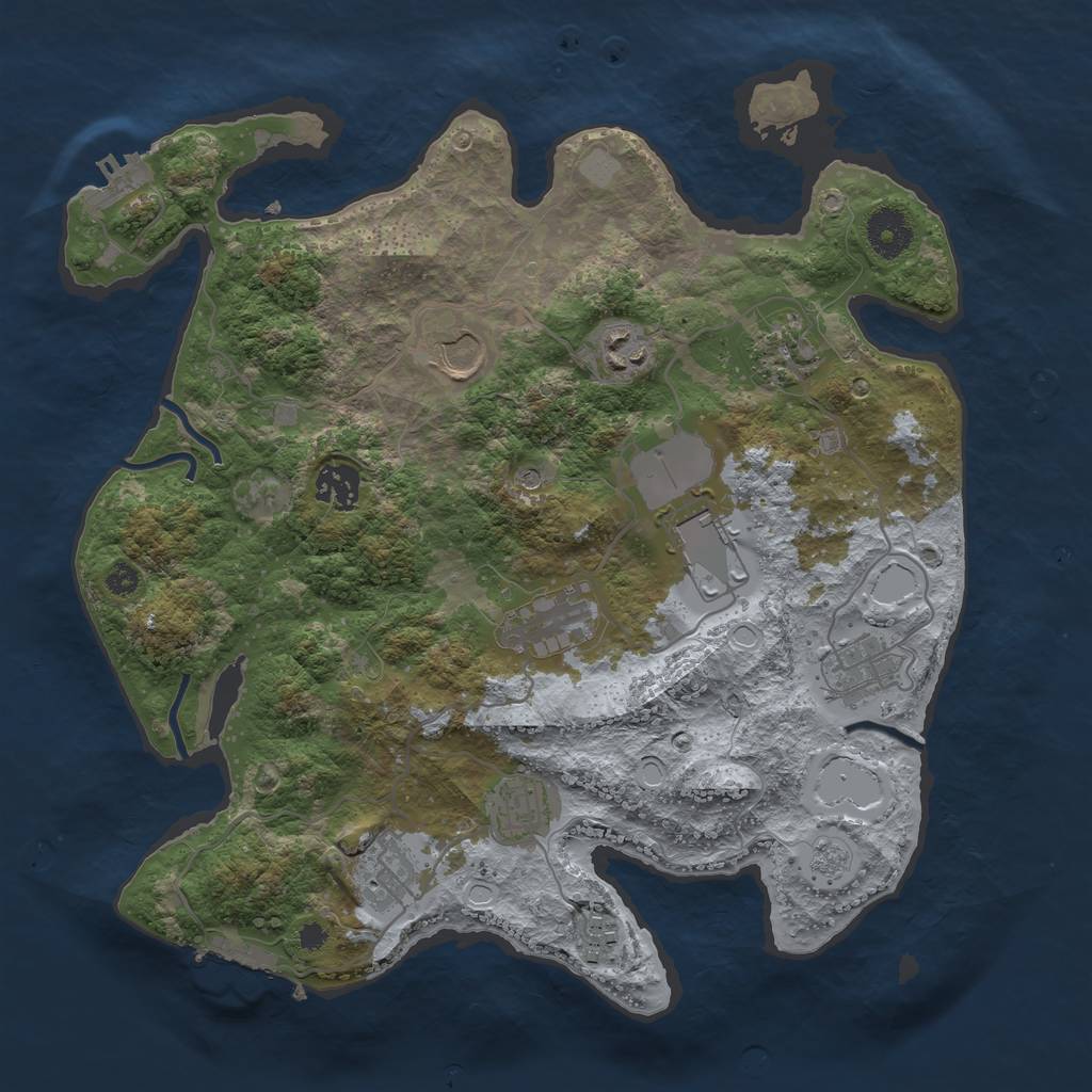 Rust Map: Procedural Map, Size: 3500, Seed: 351830145, 17 Monuments