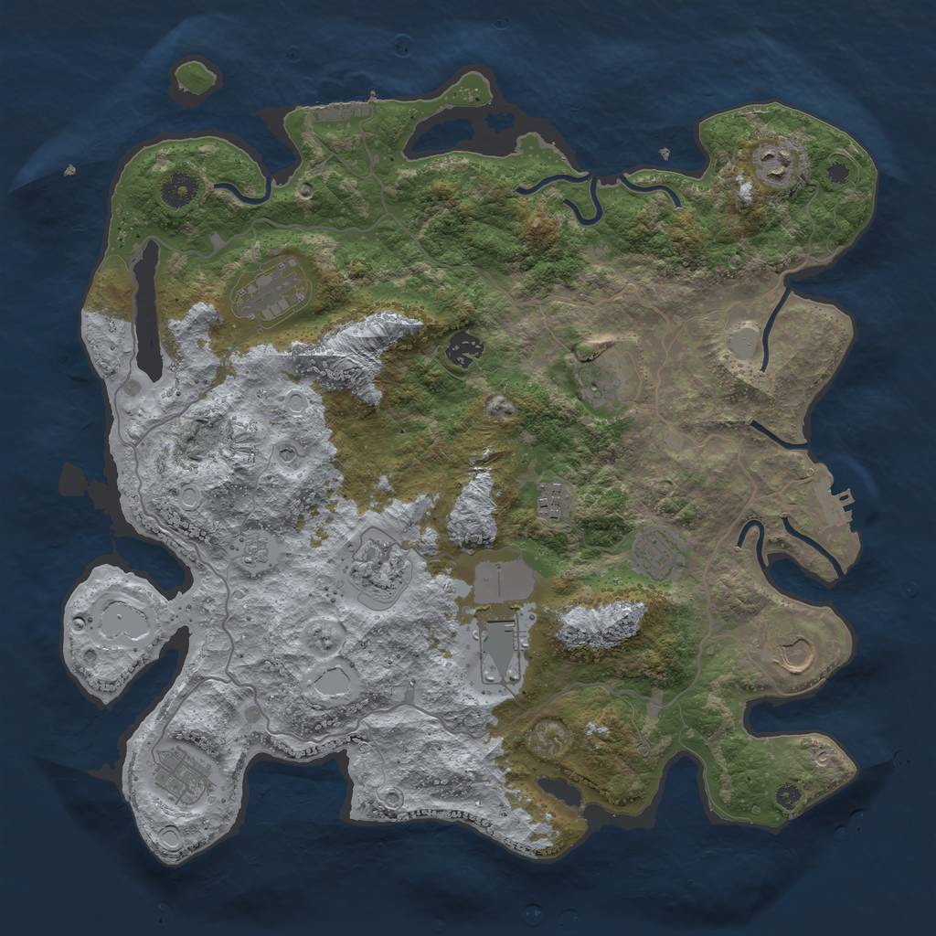 Rust Map: Procedural Map, Size: 4000, Seed: 425854, 17 Monuments