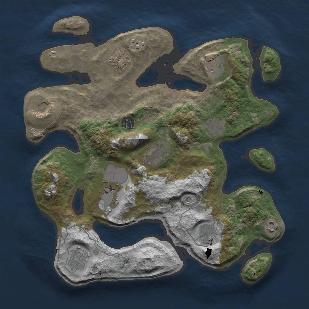 Rust Map: Barren, Size: 3500, Seed: 919830269, 14 Monuments