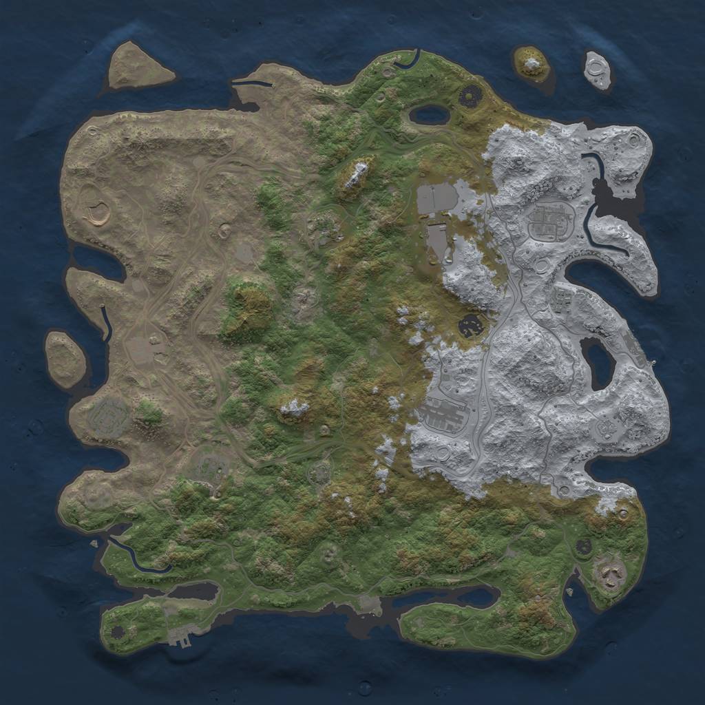 Rust Map: Procedural Map, Size: 4500, Seed: 1252790060, 19 Monuments