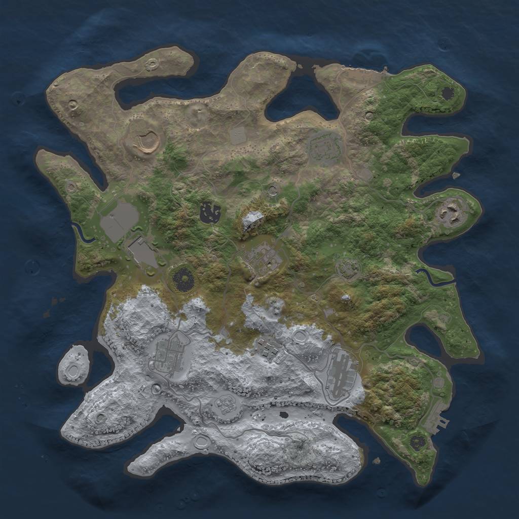 Rust Map: Procedural Map, Size: 3500, Seed: 81676962, 17 Monuments